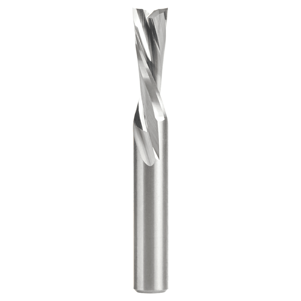 1/4" Dia x 3/4" Solid Carbide CNC Spiral 'O' Double Flute, Plastic Cutting, 1/4" Shank, 2" Long Down-Cut Router Bit Alt 1 - Image