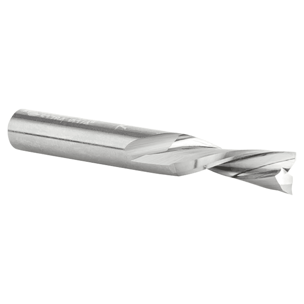 1/4" Dia x 3/4" Solid Carbide CNC Spiral 'O' Double Flute, Plastic Cutting, 1/4" Shank, 2" Long Down-Cut Router Bit Alt 3 - Image