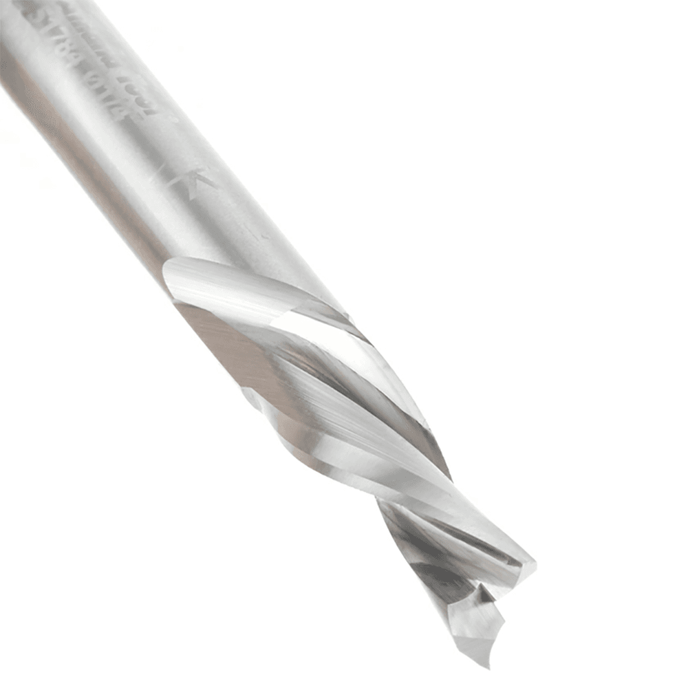 1/4" Dia x 3/4" Solid Carbide CNC Spiral 'O' Double Flute, Plastic Cutting, 1/4" Shank, 2" Long Down-Cut Router Bit Alt 4 - Image
