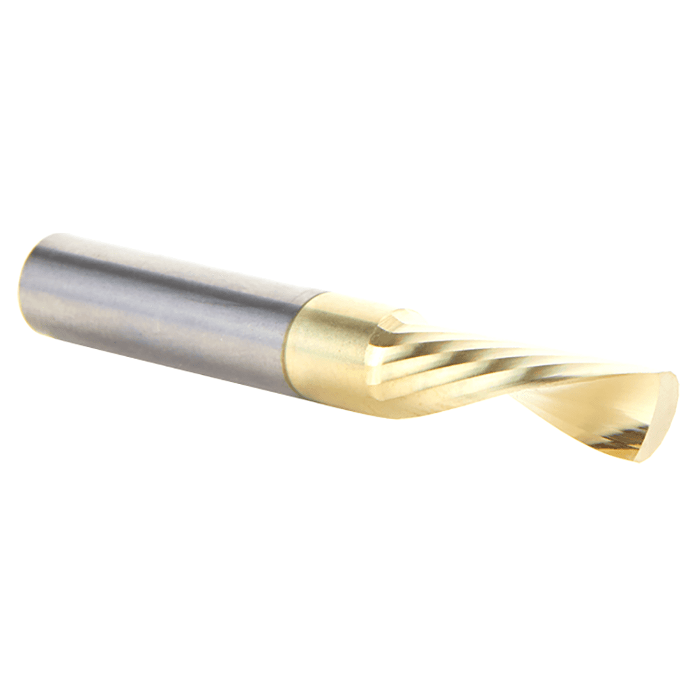 1/4" Dia x 3/4" Solid Carbide CNC Spiral 'O' Single Flute, Aluminum Cutting, 1/4" Shank, Down-Cut ZrN Coated Router Bit Alt 3 - Image