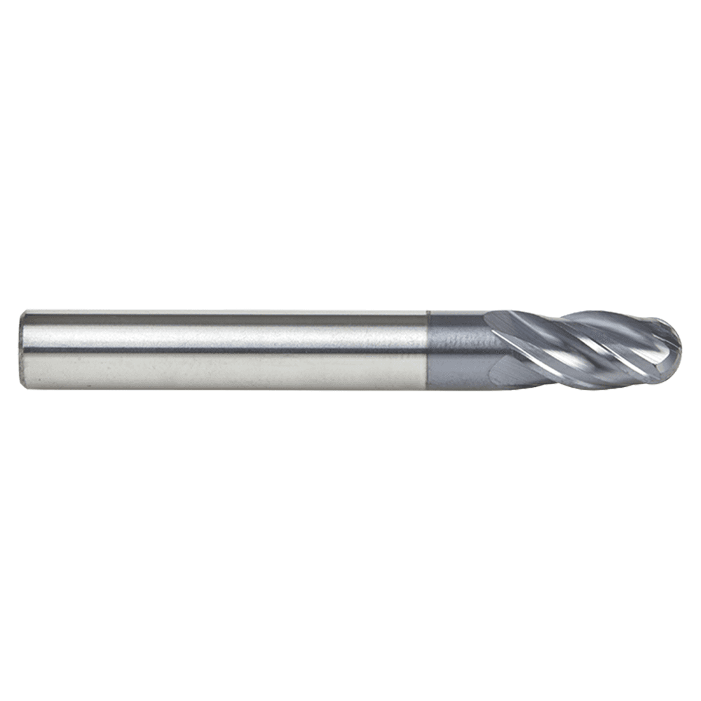 1/4" Dia x 1/2" High Performance Solid Carbide CNC Steel, Helix Spiral Ball Nose with AlTiN Coating 4-Flute, 1/4" Shank, 2" Long Up-Cut Router Bit, /End Mill Alt 2 - Image