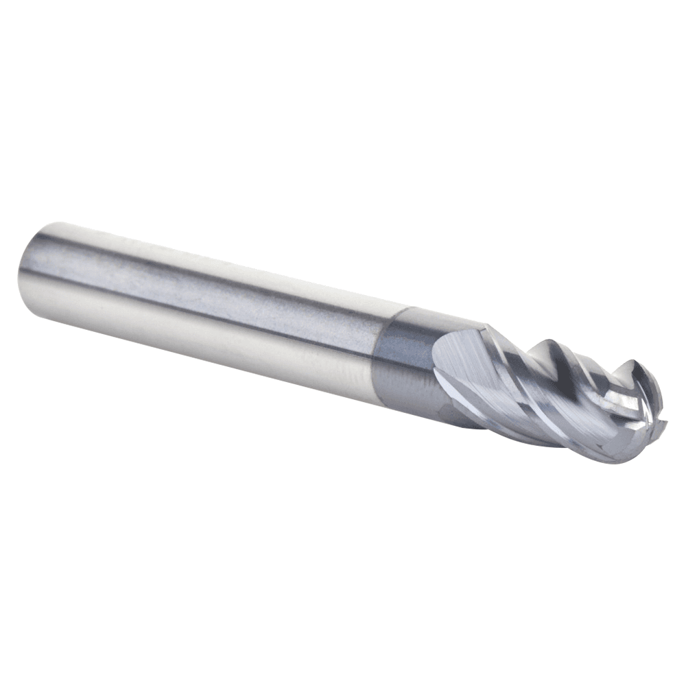 1/4" Dia x 1/2" High Performance Solid Carbide CNC Steel, Helix Spiral Ball Nose with AlTiN Coating 4-Flute, 1/4" Shank, 2" Long Up-Cut Router Bit, /End Mill Alt 3 - Image