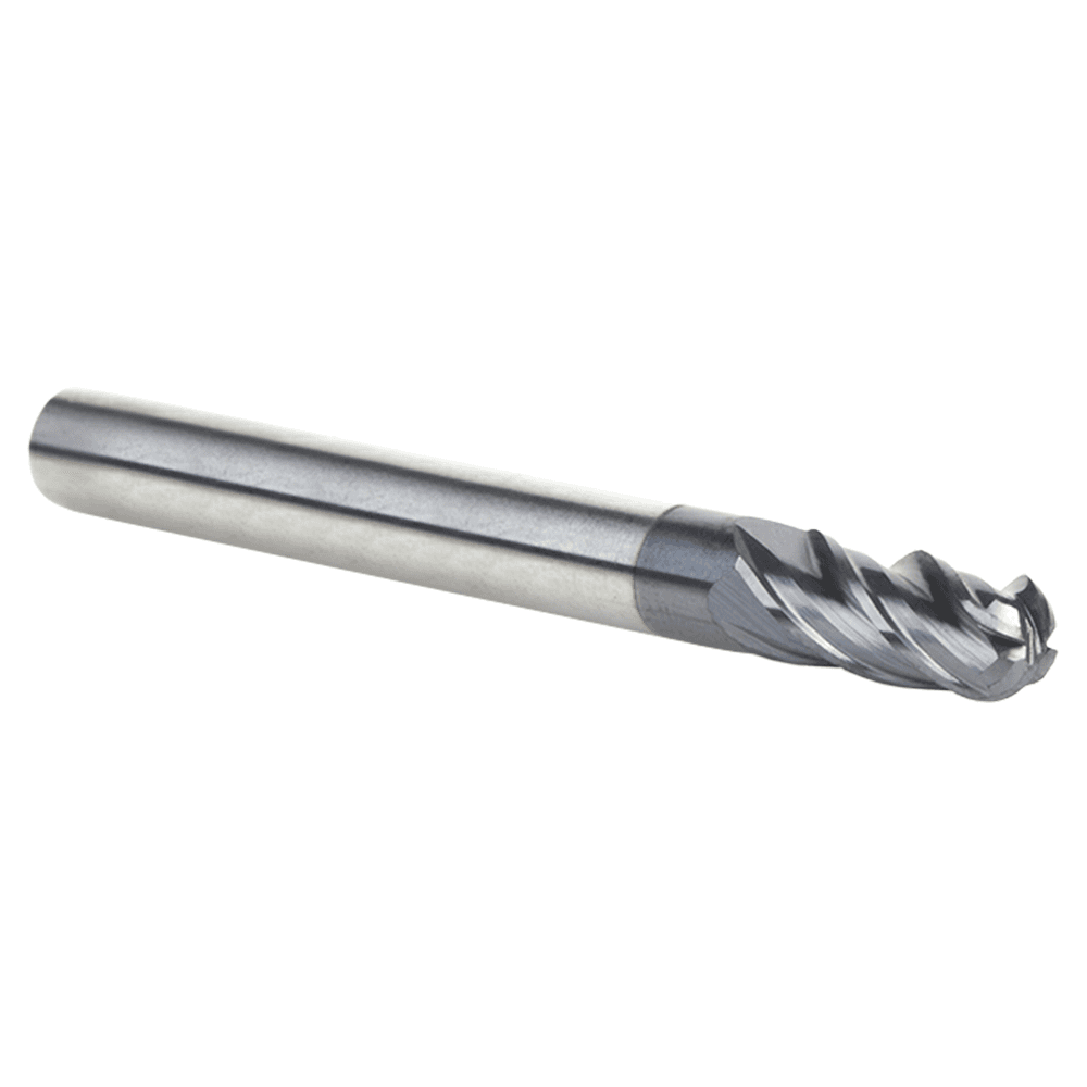 1/4" Dia x 5/8" High Performance Solid Carbide CNC Steel, Helix Spiral Ball Nose with AlTiN Coating 4-Flute, 1/4" Shank, 2-1/2" Long Up-Cut Router Bit, /End Mill Alt 2 - Image