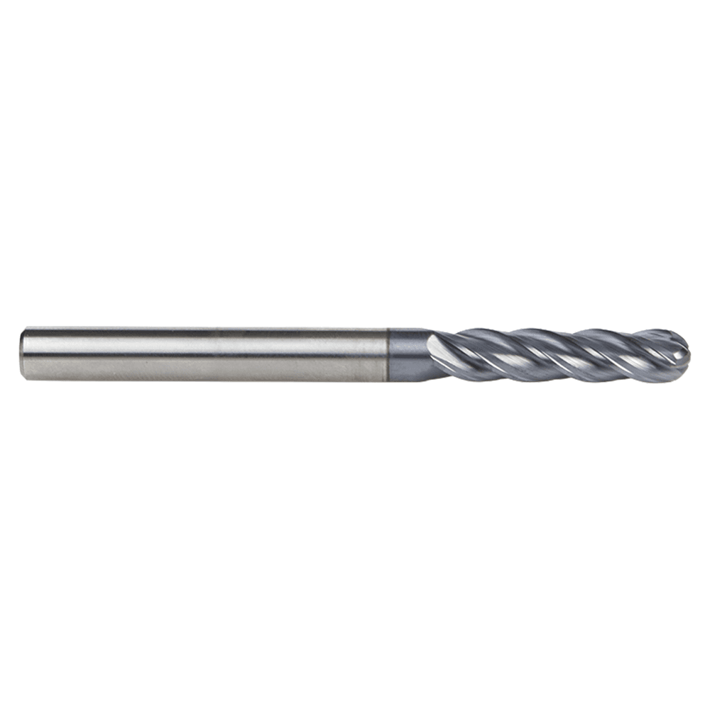 1/4" Dia x 1-1/8" High Performance Solid Carbide CNC Steel, Helix Spiral Ball Nose with AlTiN Coating 4-Flute, 1/4" Shank, 3" Long Up-Cut Router Bit, /End Mill Alt 2 - Image