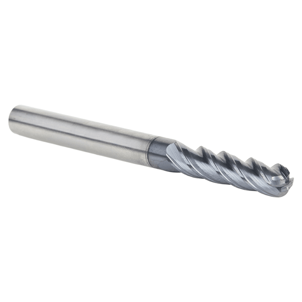 1/4" Dia x 1-1/8" High Performance Solid Carbide CNC Steel, Helix Spiral Ball Nose with AlTiN Coating 4-Flute, 1/4" Shank, 3" Long Up-Cut Router Bit, /End Mill Alt 3 - Image