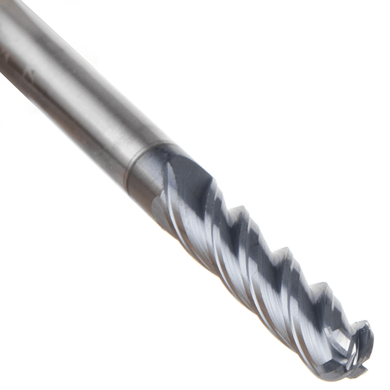 1/4" Dia x 1-1/8" High Performance Solid Carbide CNC Steel, Helix Spiral Ball Nose with AlTiN Coating 4-Flute, 1/4" Shank, 3" Long Up-Cut Router Bit, /End Mill Alt 4 - Image
