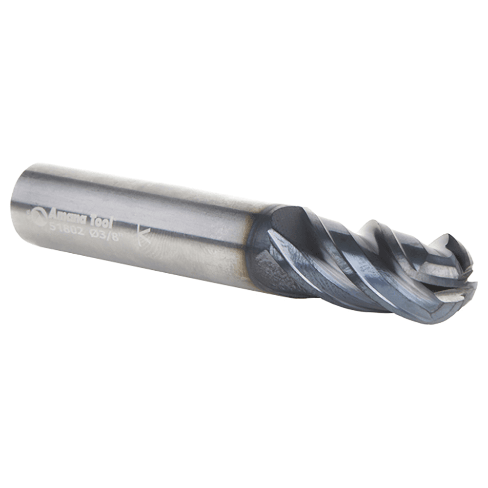 3/8" Dia x 7/8" High Performance Solid Carbide CNC Steel, Helix Spiral Ball Nose with AlTiN Coating 4-Flute, 3/8 Shank, 2-1/2" Long Up-Cut Router Bit, /End Mill Alt 3 - Image
