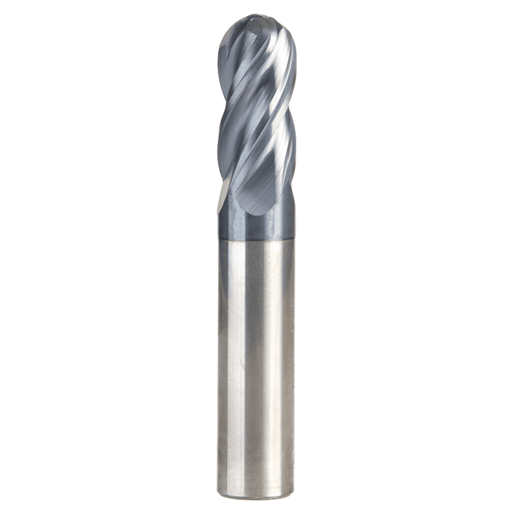1/2" Dia x 1" High Performance Solid Carbide CNC Steel, Helix Spiral Ball Nose with AlTiN Coating 4-Flute, 1/2" Shank x 3" Long Up-Cut Router Bit, /End Mill Main - Image