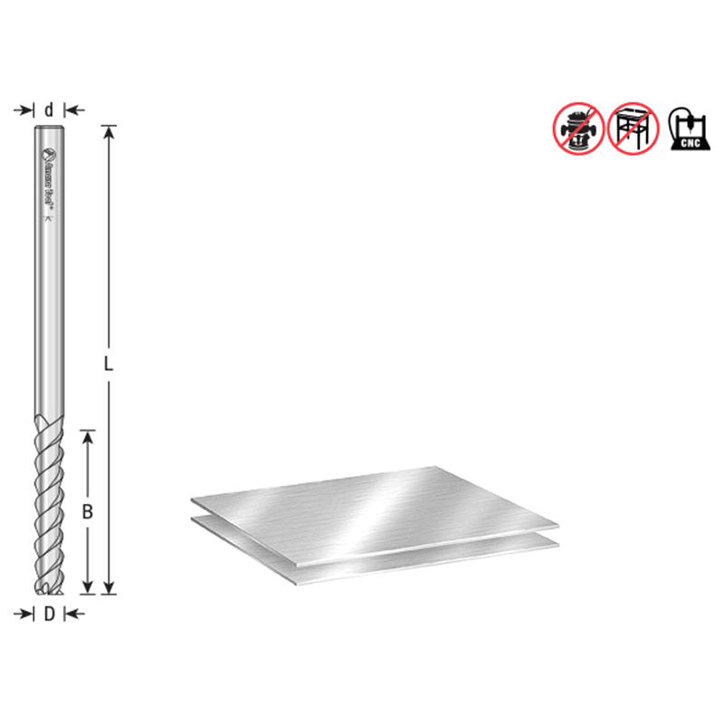 3mm x 15mm 55° CNC Solid Carbide Aluminum/Acrylic Cutting Helix End Mill Bit, 3-Flute, 6mm Shank Alt 1 - Image