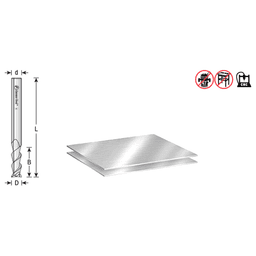 CNC 1/4" x 3/4" 55° Solid Carbide Aluminum/Acrylic Cutting Helix End Mill Bit, 2-Flute, 1/4" Shank Alt 1 - Image