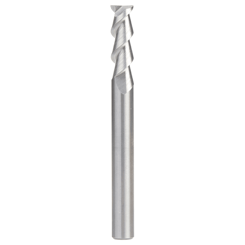 CNC 1/4" x 3/4" 55° Solid Carbide Aluminum/Acrylic Cutting Helix End Mill Bit, 2-Flute, 1/4" Shank Main - Image