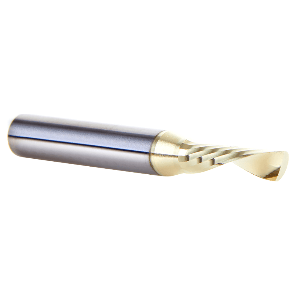3/16" x 2" x 5/8" Down-Cut 'O' Aluminum Cutting CNC Spiral Router Bit, 1-Flute, 1/4" shank Alt 3 - Image