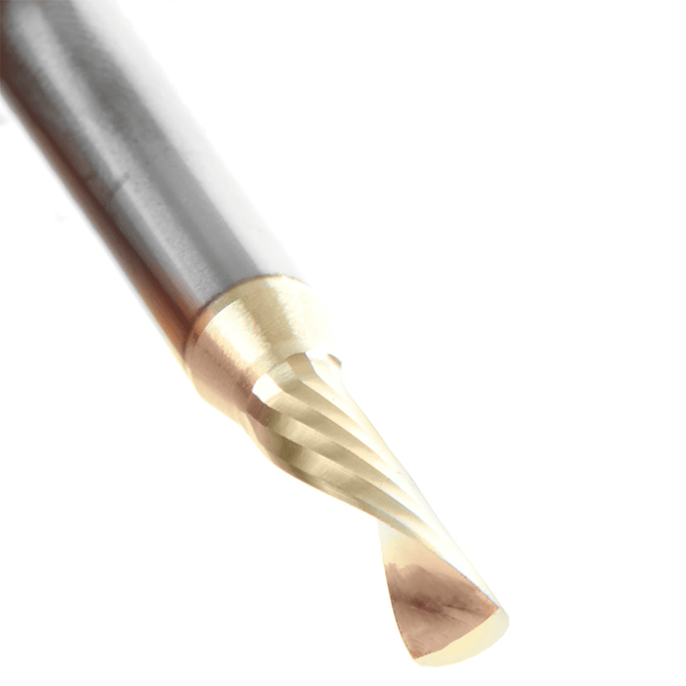 3/16" x 2" x 5/8" Down-Cut 'O' Aluminum Cutting CNC Spiral Router Bit, 1-Flute, 1/4" shank Alt 4 - Image