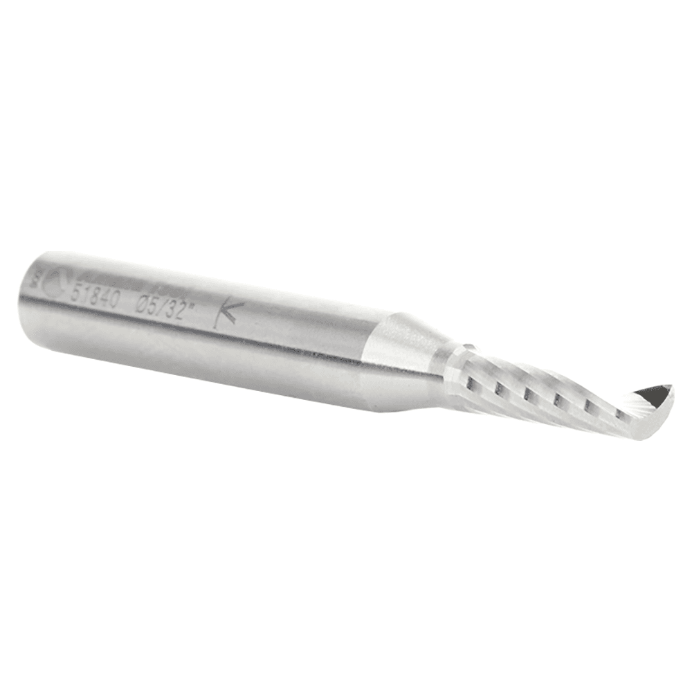 5/32" x 2" x 9/16" Up-Cut 'O' Aluminum Cutting CNC Spiral Router Bit, 1-Flute, 1/4" shank Alt 2 - Image