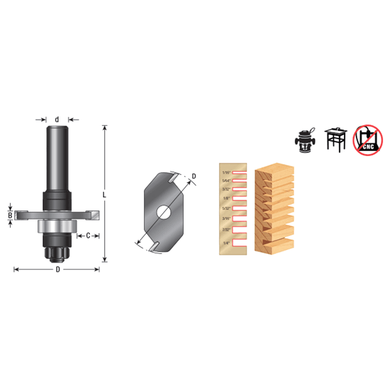 1-7/8" Dia x 1/8" Slotting Cutter Assembly 2 Wing, 1/2" Shank Alt 1 - Image
