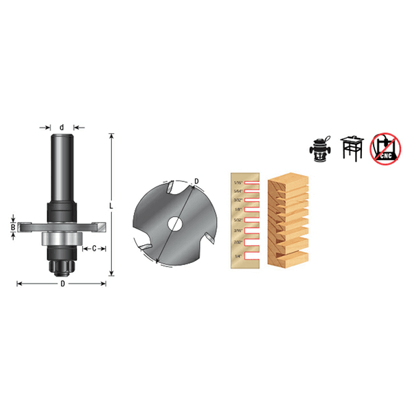 1-7/8" Dia x 1/16" 3-Wing Slotting Cutter Assembly, 1/2" Shank Alt 1 - Image