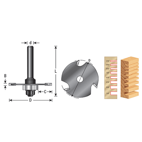 1-7/8" x 2-3/8" x 3-Wing Slot Cutter Bit, 5/64" Kerf - Alt Image 5