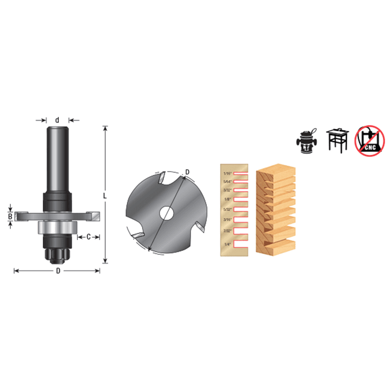 1-7/8" Dia x 1/4" Slotting Cutter Assembly 3 Wing, 1/2" Shank Alt 1 - Image
