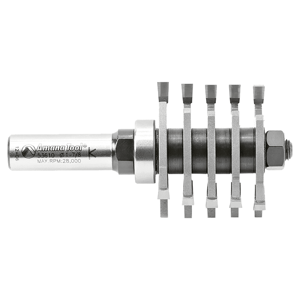 1-7/8" Dia x 1-3/8" Carbide Tipped Box Joint, 1/2" Shank with Upper BB 3-Flute, Set Alt 2 - Image