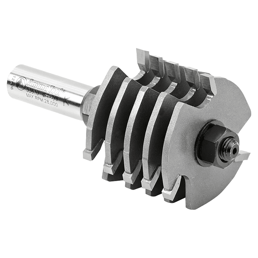 1-7/8" Dia x 1-3/8" Carbide Tipped Box Joint, 1/2" Shank with Upper BB 3-Flute, Set Alt 3 - Image