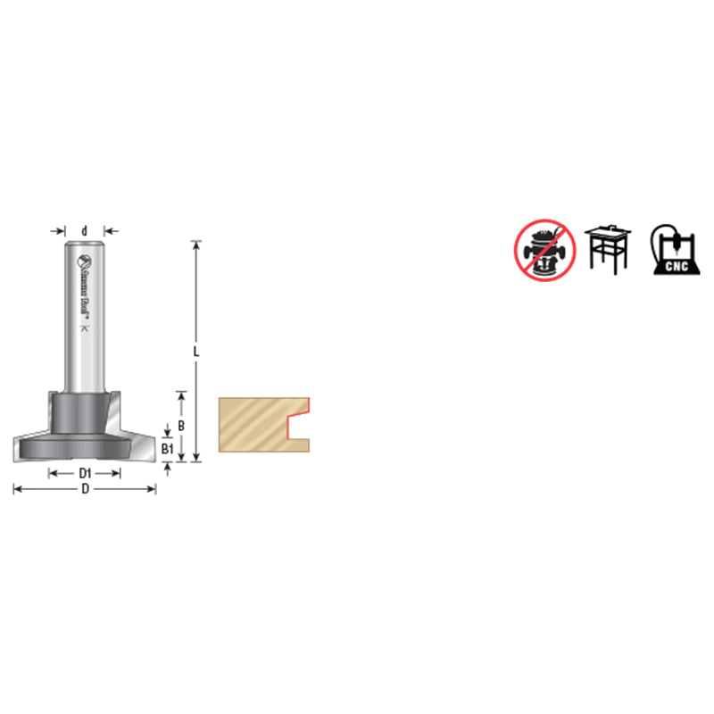 1-3/4" Dia x 13/16" Carbide Tipped Finger Grip Bit, -Trapezoidal, 1/2" Shank Alt 1 - Image