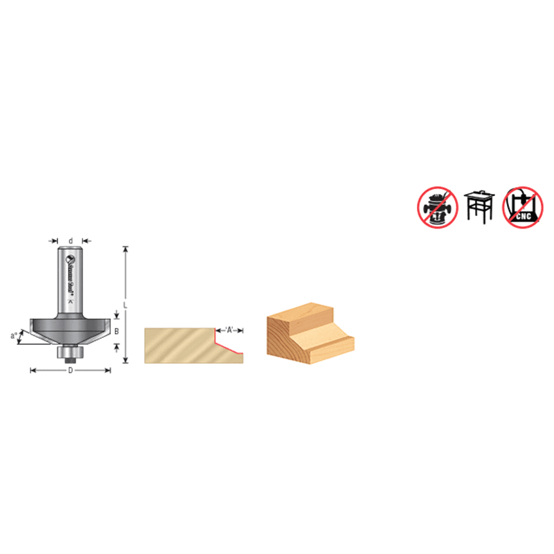 1-5/8" Dia x 1/2" Carbide Tipped Traditional Raised Panel Bit, 25°, 1/2" Shank Alt 1 - Image