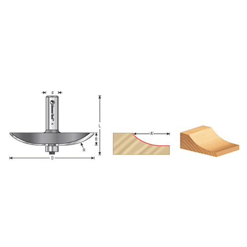 3-3/8" x 2-3/8" Cove Raised Panel Bit, 2-Flute, 1/2" Shank - Alt Image 3