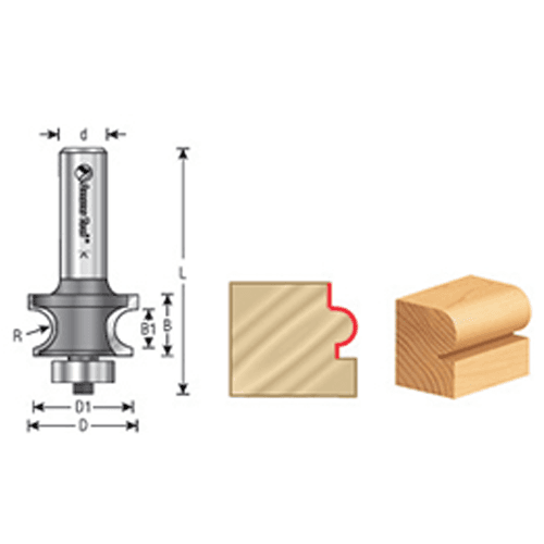 7/8" x 1/8" Radius Corner Bead Router Bit with Ball Bearing, 2-Flute, 1/4" Shank - Alt Image 3