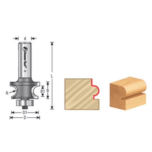 7/8" x 1/8" Radius Corner Bead Router Bit with Ball Bearing, 2-Flute, 1/2" Shank - Alt Image 3