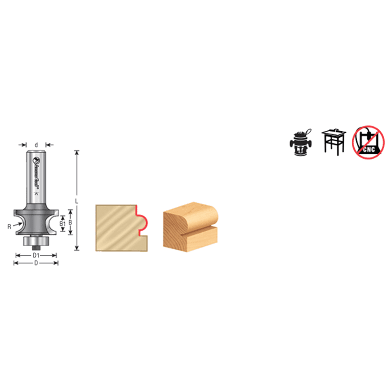 1-1/4" Dia x 23/32" Carbide Tipped Corner Round Bit, 1/4" Radius, 1/2" Shank Alt 1 - Image