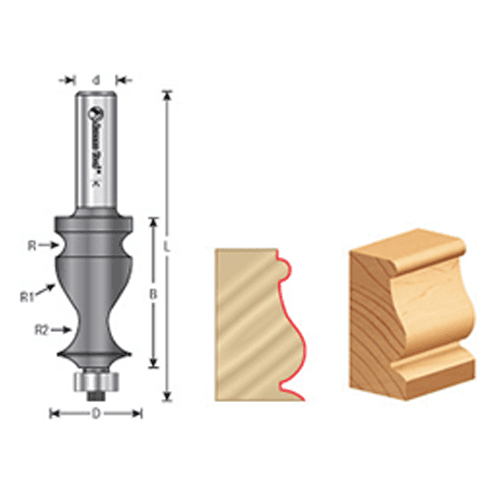 1" x 1/8" Radius #4 Architectural Molding Bit, 2-Flute, 1/2" Shank - Alt Image 2