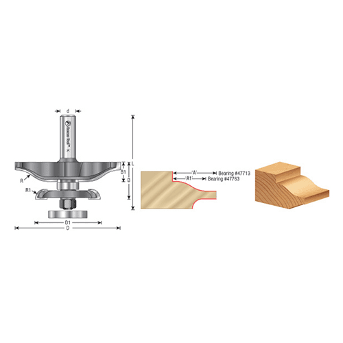 3-3/8" x 3-1/16" Ogee Raised Panel Bit, 2-Flute, 1/2" Shank - Alt Image 3