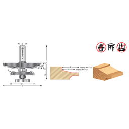 3-3/8" Dia x 1-1/16" Carbide Tipped Traditional Raised Panel Bit with Back Cutter 15° x 1-3/8" Angle, 1/2" Shank Alt 1 - Image