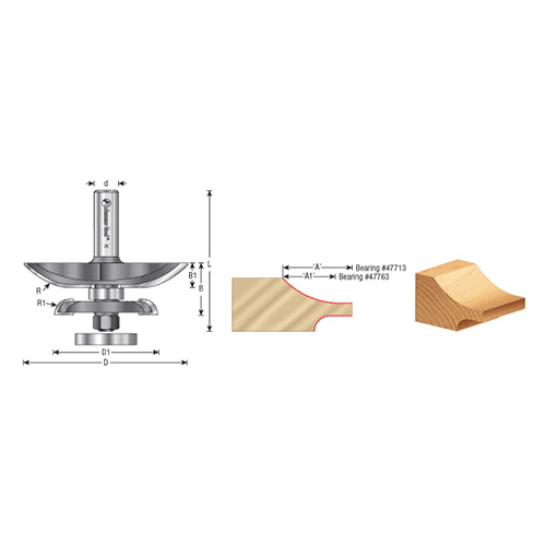 3-3/8" x 2-15/16" Cove Raised Panel Bit, 2-Flute, 1/2" Shank - Alt Image 3