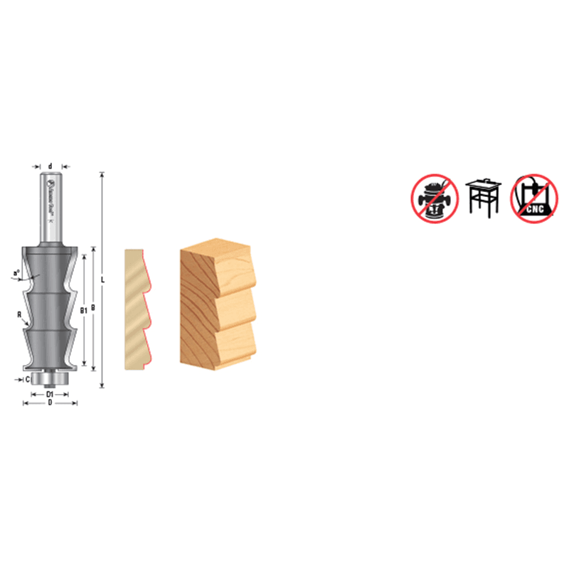 1-1/4" Dia x 2-29/32" Carbide Tipped Louver 5/32" Radius, 1/2" Shank Alt 1 - Image