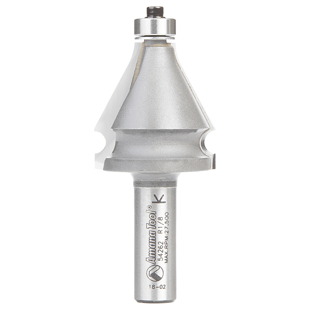 1-3/8" Dia x 1-1/2" Carbide Tipped Handrail Chamfer Bit, 1/8" x 19/32" Radius, 1/2" Shank Main - Image