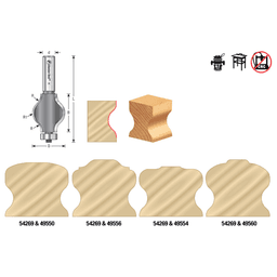 1-1/4" Dia x 1-1/2" Carbide Tipped Handrail Chamfer Bit, 1/8" x 1/2" Radius, 1/2" Shank Alt 1 - Image