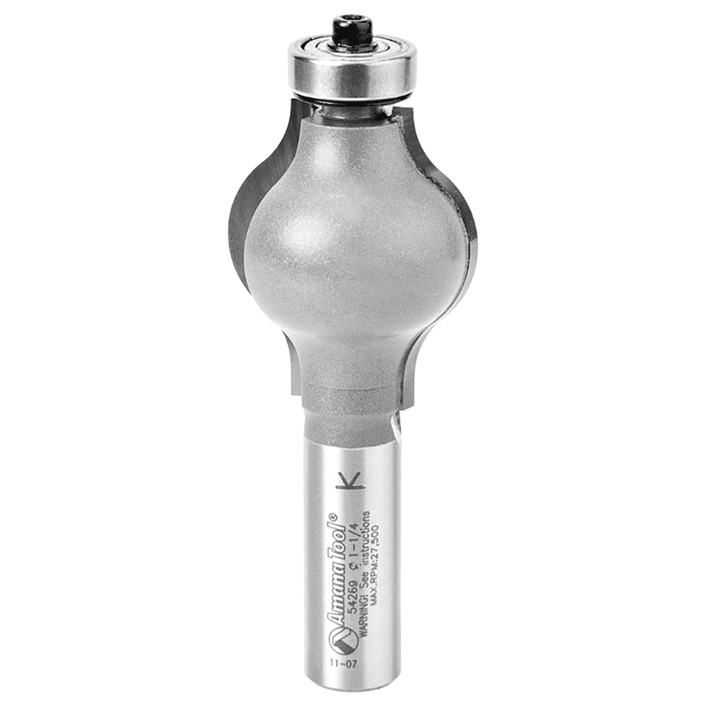 1-1/4" Dia x 1-1/2" Carbide Tipped Handrail Chamfer Bit, 1/8" x 1/2" Radius, 1/2" Shank Main - Image