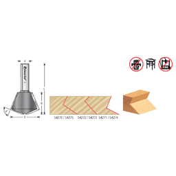 1-7/8" Dia x 1-1/4" 60 / 30°Carbide Tipped Multi-Sided Glue Joint Router Bit, 1/2" Shank Alt 1 - Image