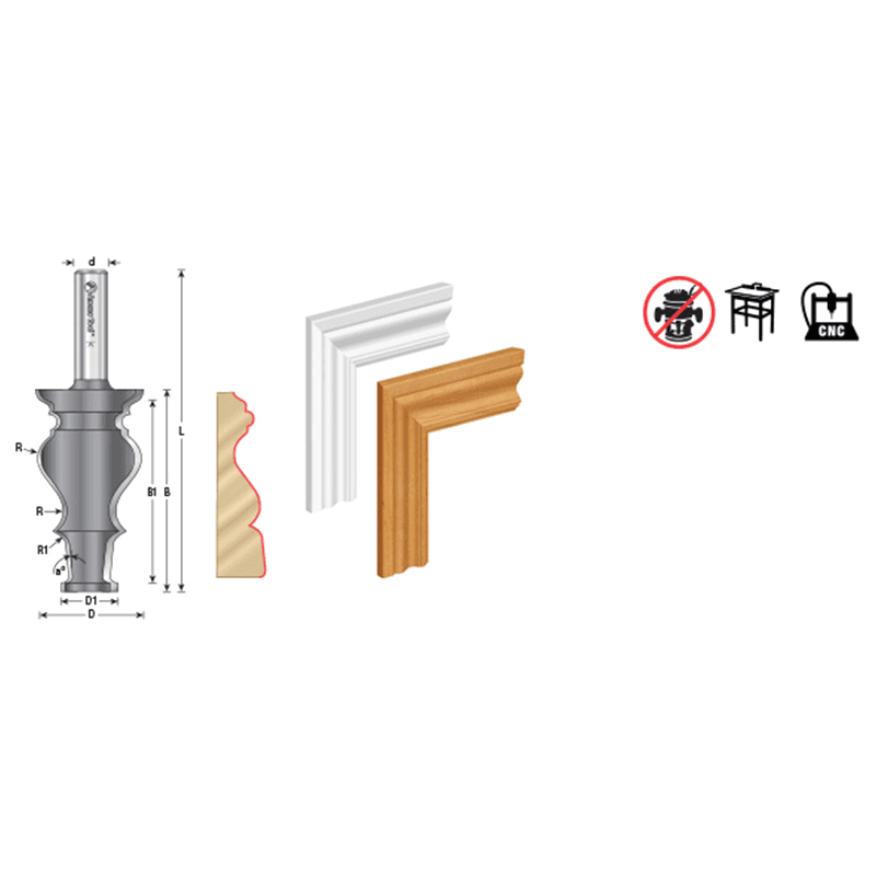 1-17/32" Dia x 2-61/64" Carbide Tipped Colonial Door Casing 3/8" Radius, 1/2" Shank Alt 1 - Image