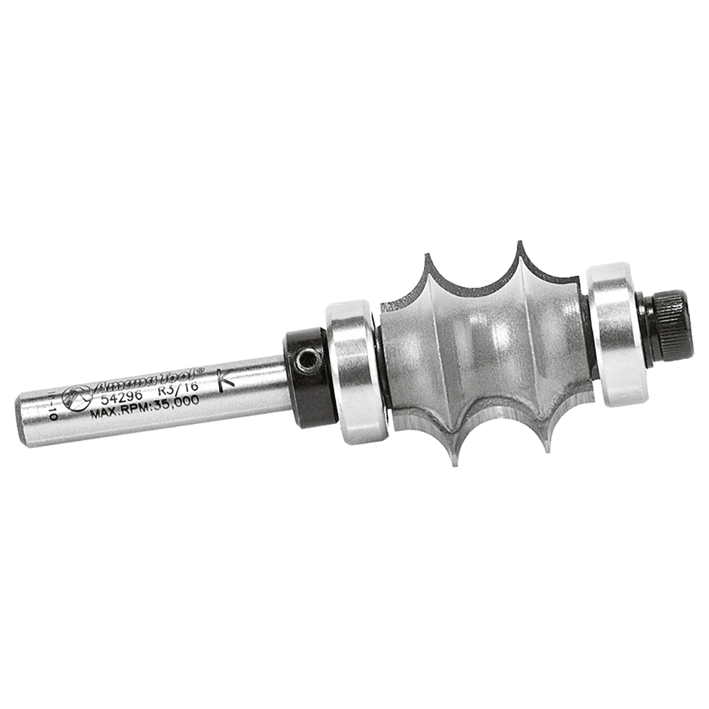 1" Dia x 7/8" Carbide Tipped Multi-Edge Beading Bit, 3/16" Radius, 1/4" Shank with Double Ball Bearing Alt 2 - Image