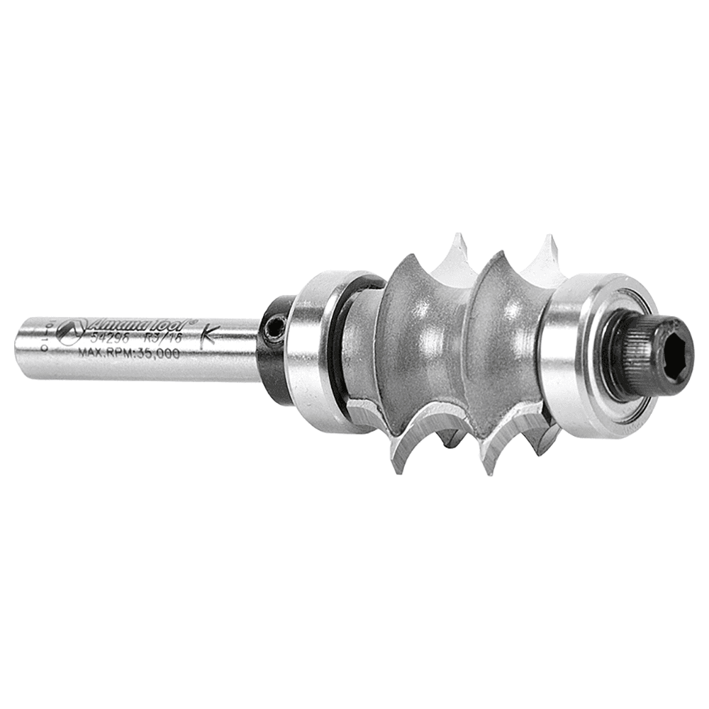 1" Dia x 7/8" Carbide Tipped Multi-Edge Beading Bit, 3/16" Radius, 1/4" Shank with Double Ball Bearing Alt 3 - Image