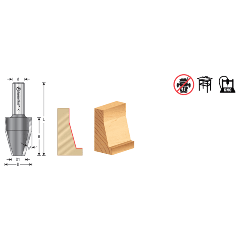 1-1/8" Dia x 1-5/8" Carbide Tipped Traditional Vertical Raised Panel Bit, 15°, 1/2" Shank Alt 1 - Image