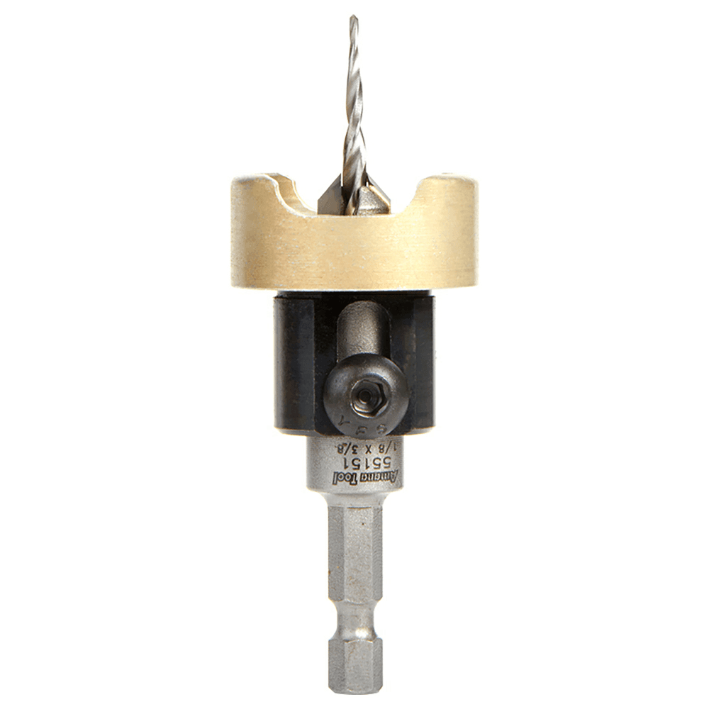 3/8" x 1/8" Carbide Tipped Countersink Bit with Tapered Drill/Adjustable Depth Stop, #6 Screw - Main Image