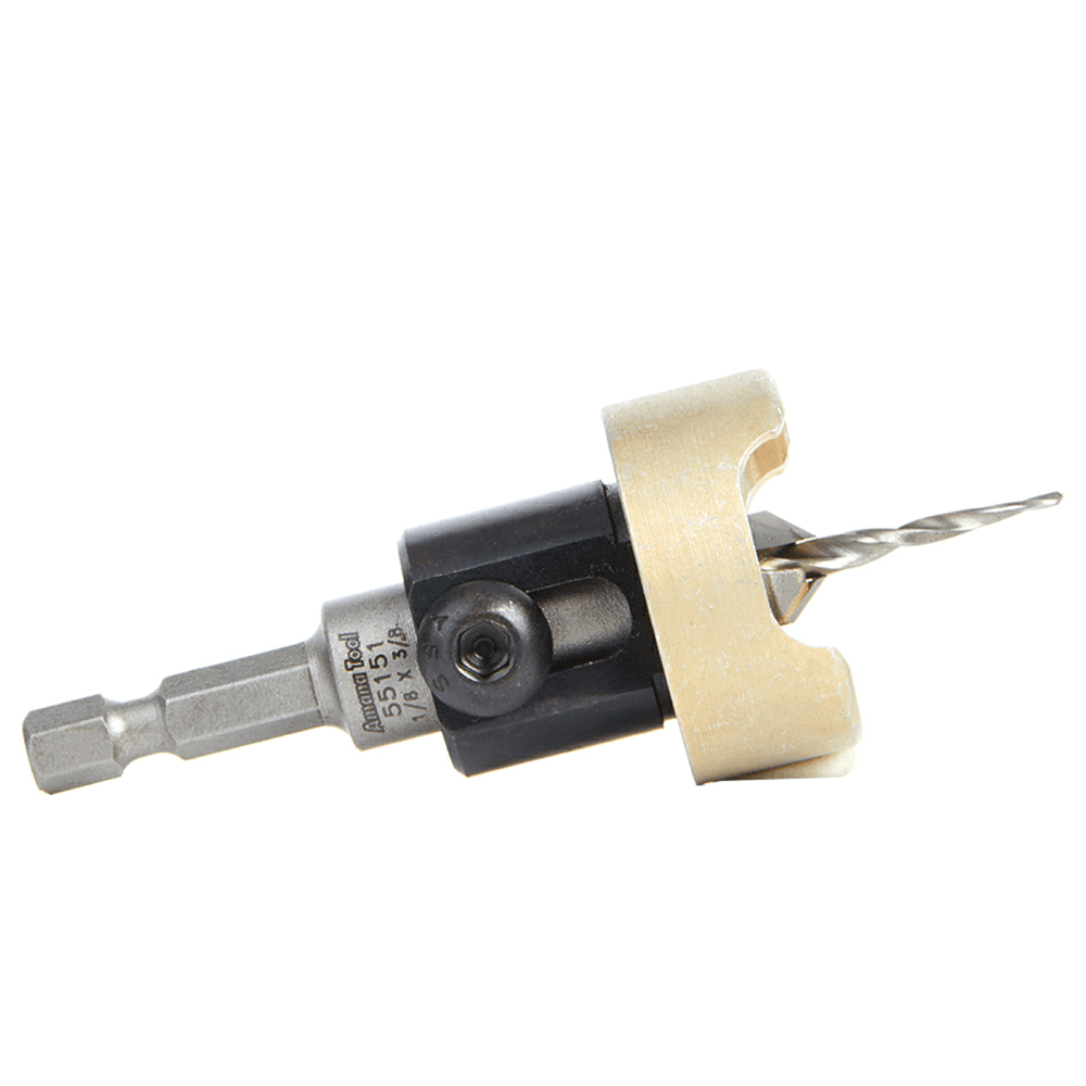 3/8" x 1/8" Carbide Tipped Countersink Bit with Tapered Drill/Adjustable Depth Stop, #6 Screw - Alt Image 1