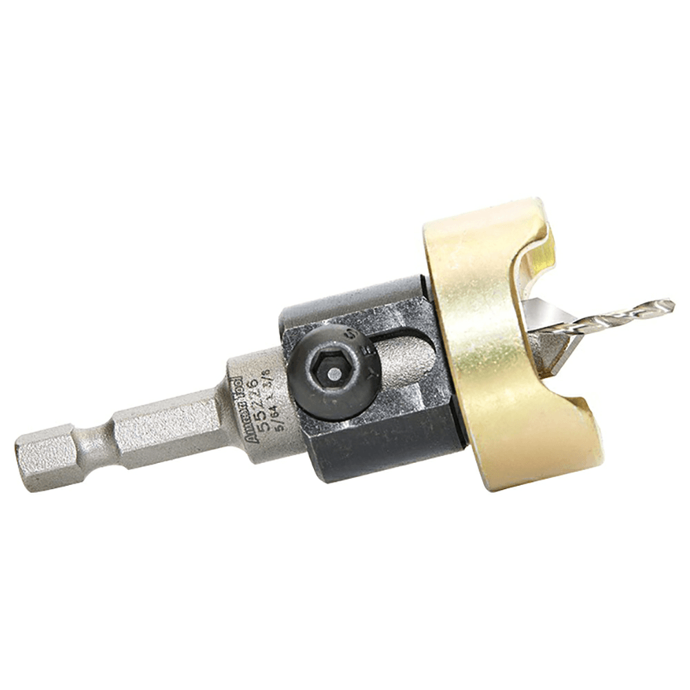 3/8" x 5/64" Carbide Tipped Countersink Bit with Adjustable Depth Stop/No-Thrust Ball Bearing, #6 Screw - Alt Image 1