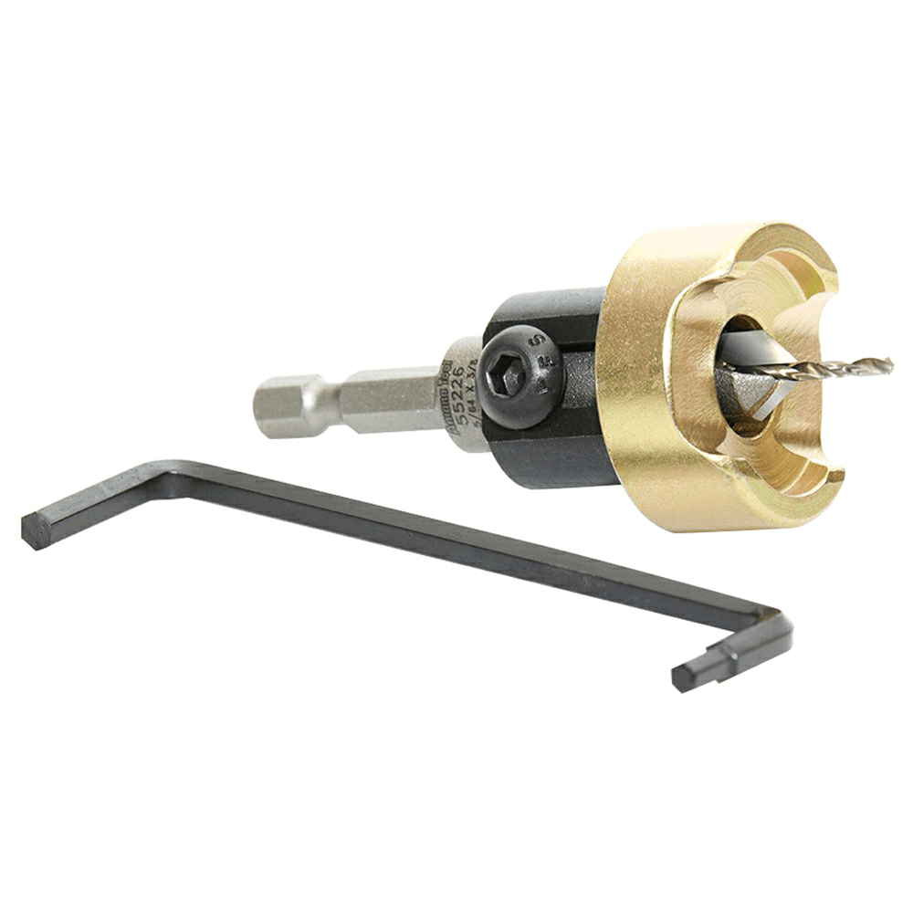3/8" x 5/64" Carbide Tipped Countersink Bit with Adjustable Depth Stop/No-Thrust Ball Bearing, #6 Screw - Alt Image 2