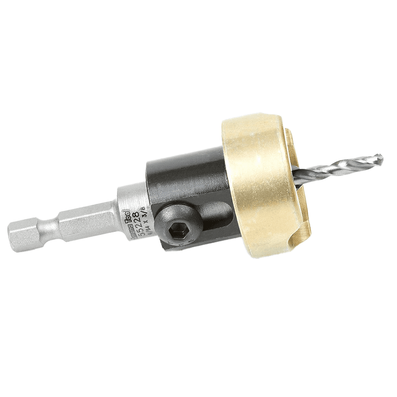 3/8" x 9/64" Carbide Tipped Countersink Bit with Adjustable Depth Stop/No-Thrust Ball Bearing, #6 Screw - Alt Image 1
