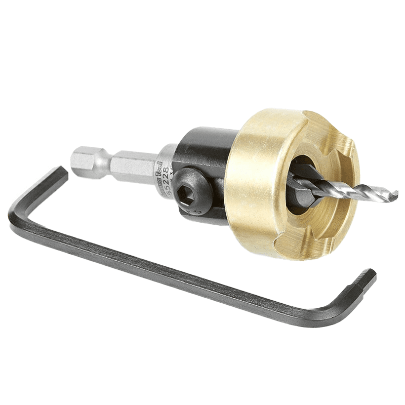 3/8" x 9/64" Carbide Tipped Countersink Bit with Adjustable Depth Stop/No-Thrust Ball Bearing, #6 Screw - Alt Image 2