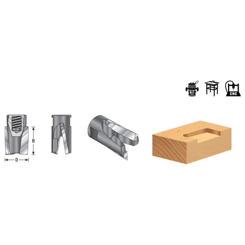 1/2" Dia x 0.605" Carbide Tipped Mortising Bit, Screw Down Shear Cutter, 1/4" - 28 Thread Alt 1 - Image